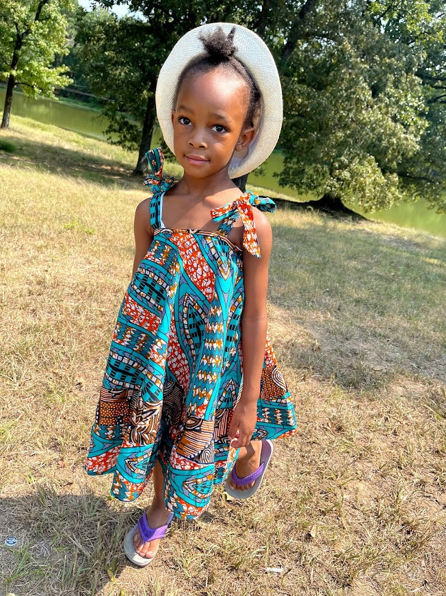 Girl's African Ankara Print Summer Dress Afrik Trends Girl's African Ankara Print Summer Dress Afrik Trends