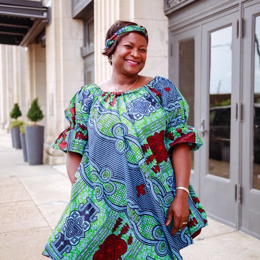 YAYI African print-off shoulders swing dress Green / Large YAYI African print-off shoulders swing dress Green / Large
