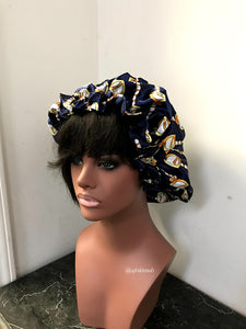 African Print Satin Lined Hair Bonnet