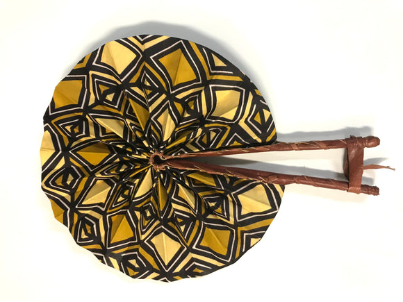 Brown MudCloth Print  African Hand Fan