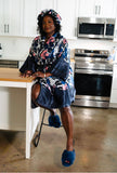Hibiscus Satin Robe and Hair Bonnet