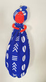 Bisi Blue Cowrie  Handmade African Plastic Bag Lady Holder