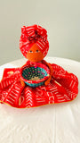 Afia Red White Mudcloth print Candy Bowl Catch-All Basket Doll