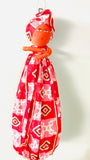 Bisi Red Handmade African Plastic Bag Lady Holder