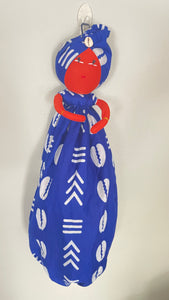 Bisi Blue Cowrie  Handmade African Plastic Bag Lady Holder