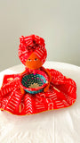 Afia Red White Mudcloth print Candy Bowl Catch-All Basket Doll