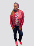 Tiwani Rolled sleeves African Print Casual Top with Matching Headband