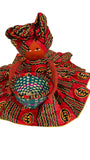 Afia Handmade Red Black African Gye Nyame Candy Bowl Basket Doll