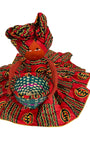 Afia Handmade Red Black African Gye Nyame Candy Bowl Basket Doll