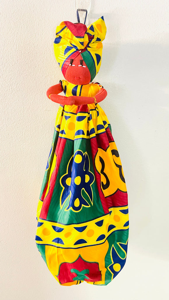 Bisi Ghana Print Handmade African Plastic Bag Lady Holder