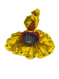Afia Handmade Yellow African Candy Bowl Basket Doll