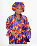 Ankara Satin Robe and Hair Bonnet Set