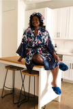 Hibiscus Satin Robe and Hair Bonnet