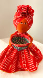 Afia Red White Mudcloth print Candy Bowl Catch-All Basket Doll