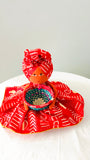 Afia Red White Mudcloth print Candy Bowl Catch-All Basket Doll