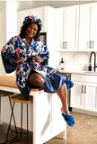 Hibiscus Satin Robe and Hair Bonnet