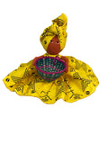 Afia Handmade Yellow African Candy Bowl Basket Doll