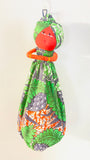 Bisi Floral Green Handmade African Plastic Bag Lady Holder