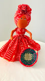 Afia Red White Mudcloth print Candy Bowl Catch-All Basket Doll