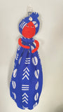 Bisi Blue Cowrie  Handmade African Plastic Bag Lady Holder