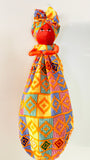 Yellow Kente Bisi Handmade African Plastic Bag Lady Holder