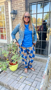 Floral Ankara Pants with Elastic Waist and Pockets – Authentic West African Style"