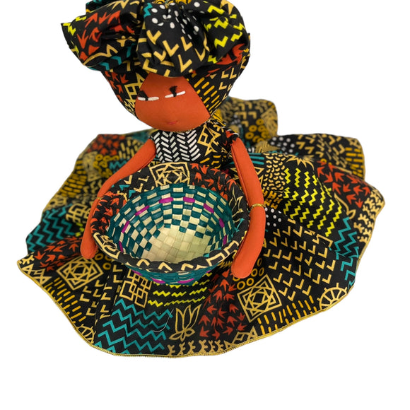 Afia Ankara print Candy Bowl Basket Doll