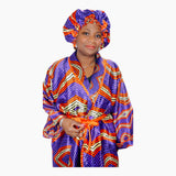 Ankara Satin Robe and Hair Bonnet Set
