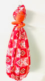 Bisi Red Handmade African Plastic Bag Lady Holder