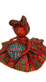 Afia Handmade Red Black African Gye Nyame Candy Bowl Basket Doll