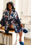 Hibiscus Satin Robe and Hair Bonnet