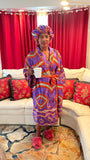 Ankara Satin Robe and Hair Bonnet Set