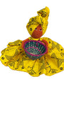 Afia Handmade Yellow African Candy Bowl Basket Doll