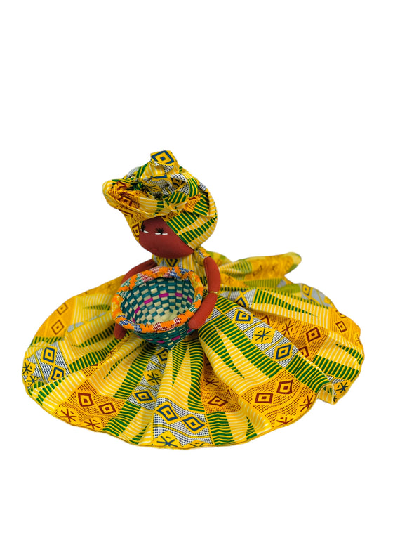 Afia Kente print Candy Bowl Catch-All Basket Doll