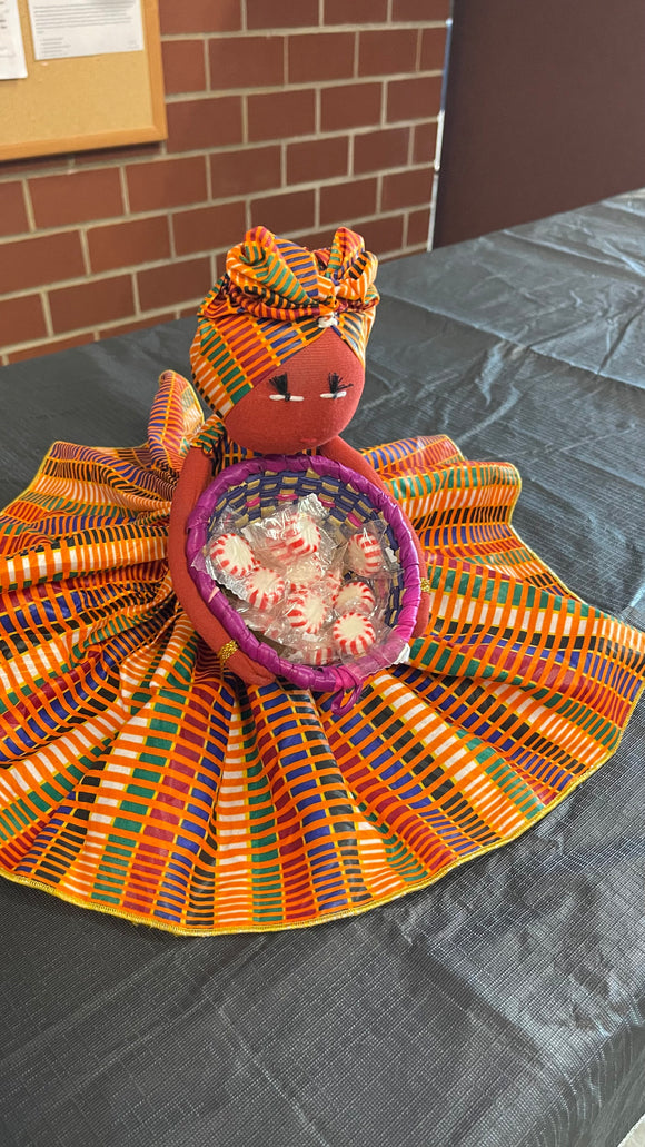 Handmade African Candy Bowl Basket Doll