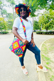 Kente Brimmed Hat and Messenger Bag