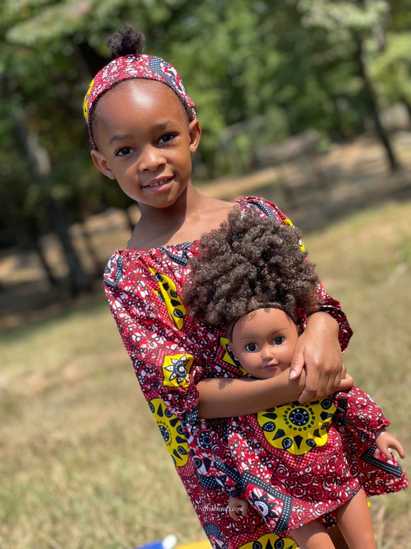 Me and my Doll Twin Ankara Dress Headband set