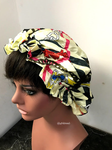 African Print Satin Lined Hair Bonnet