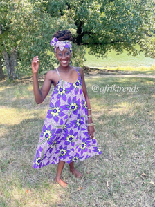 Ankara African dress with matching Headwrap