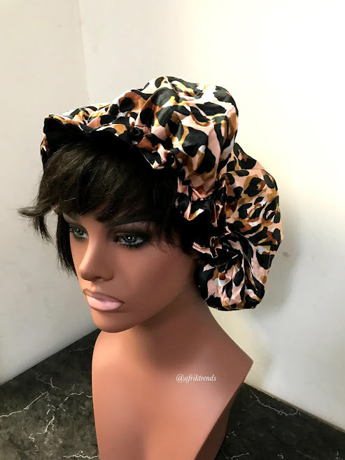 African Print Satin Lined Hair Bonnet