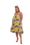 Ankara Spaghetti Strap Swing Flowy Summer With Matching Headwrap