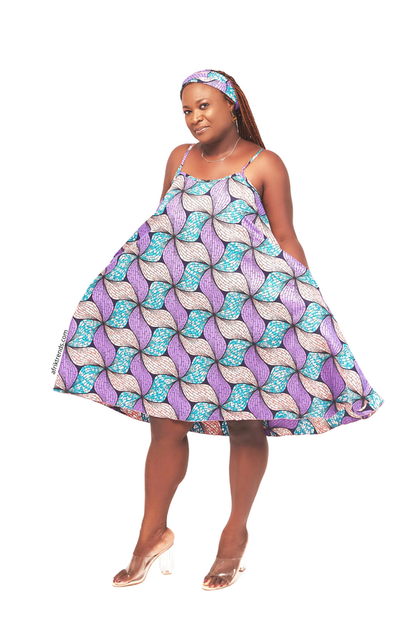African Print dresses Etiquete spaghetti strap dress Afrik Trends