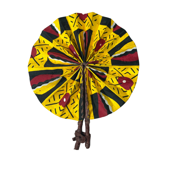 Yellow Mudcloth African Ankara Hand Fan