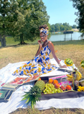 African Print Hibiscus  Summer dress