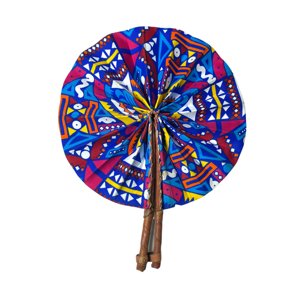 African Purple Ankara Folding Fan