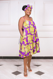 Ankara Spaghetti Strap Swing Flowy Summer With Matching Headwrap