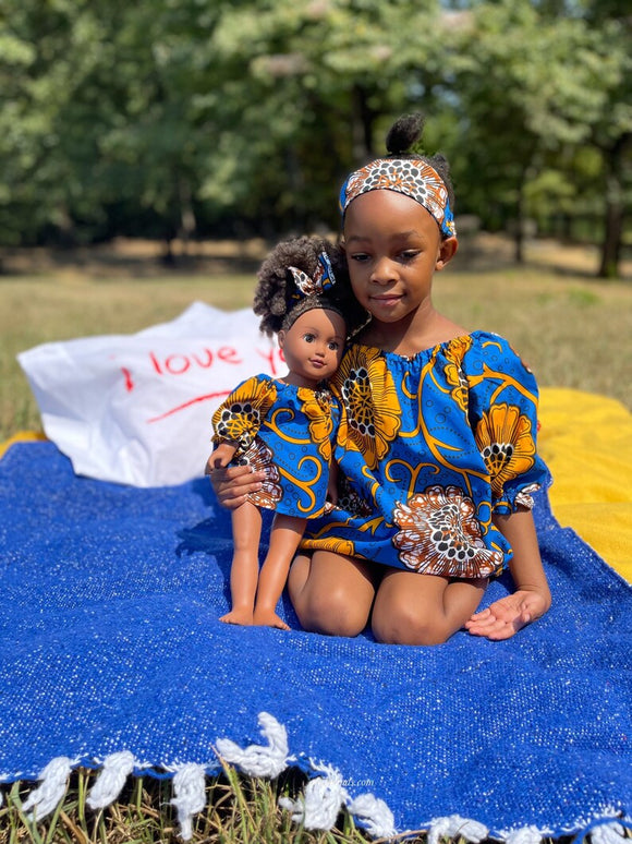 Me and my Doll Twin Ankara Dress Headband set