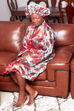 Floral Satin Robe and Bonnet