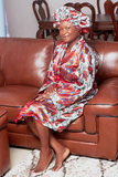 Floral Satin Robe and Bonnet