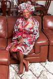 Floral Satin Robe and Bonnet